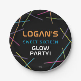 Prato De Papel Neon Sweet 16 Birthday Glow Party