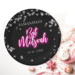 Prato De Papel Neon-Themed Bat Mitzvah, Rosa-Quente<br><div class="desc">Estamos entusiasmados em apresentar nossa suíte moderna de inspiração neonográfica para um Bar brilhante ou Bat Mitzvah! Esta coleção divertida inclui tudo o que você precisa, desde guardanapos e placas de papel a um sinal de boas-vindas e muito mais. Se você tiver alguma dúvida ou precisar de ajuda com a...</div>