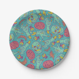 Prato De Papel Neon Zombie Paper Cup - Festa do Halloween