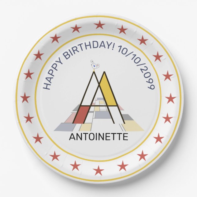 Prato De Papel Neoplasticismo Arte Monograma Elegante. Carta A Pa (Frente)