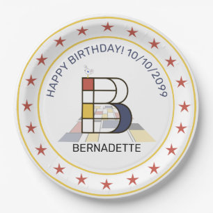 Prato De Papel Neoplasticismo Arte Monograma Elegante. Letra B