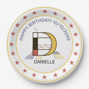 Prato De Papel Neoplasticismo Arte Monograma Elegante. Letra D