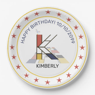 Prato De Papel Neoplasticismo Arte Monograma Elegante. Letra K