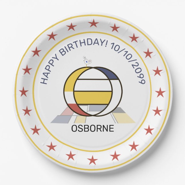 Prato De Papel Neoplasticismo Arte Monograma Elegante. Letra O (Frente)