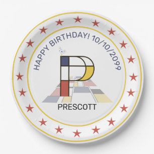 Prato De Papel Neoplasticismo Arte Monograma Elegante. Letra P