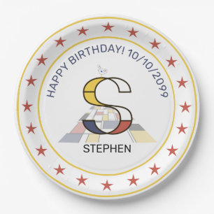 Prato De Papel Neoplasticismo Arte Monograma Elegante. Letra S