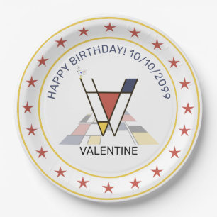 Prato De Papel Neoplasticismo Arte Monograma Elegante. Letra V