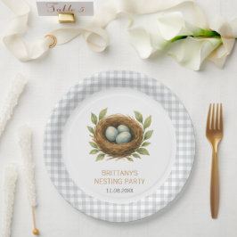 Prato De Papel Nesting Party Bless the Nest Neutral Chá de fralda