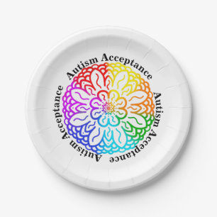 Prato De Papel Neurodiversity Autismo Aceitação do Rainbow Mandal