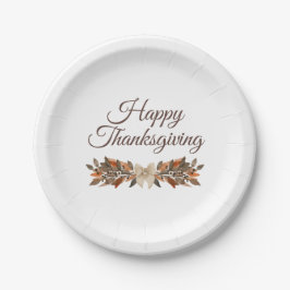 Prato De Papel Neutral “Happy Thanksgiving”