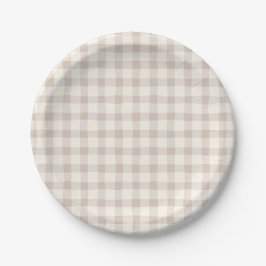 Prato De Papel Neutral Tan Gingham
