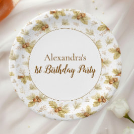 Prato De Papel Neutral Woodland Wild One Birthday