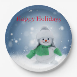 Prato De Papel Neve com um lenço verde