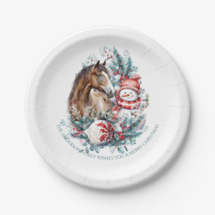 Prato De Papel Neve do cavalo, água de Natal elegante