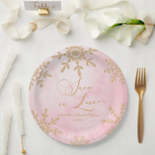 Prato De Papel Neve No Amor Casamento de Inverno Chá de Noiva