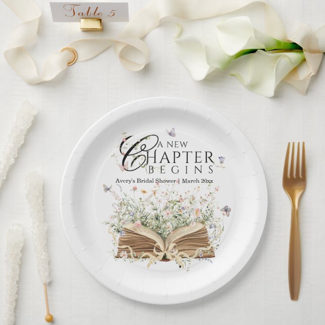 Prato De Papel New Chapter Book Theme bridal shower (Casamento)