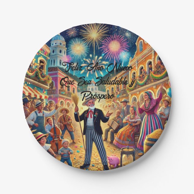 Prato De Papel New Year's Eve Celebration El Año Viejo (Frente)