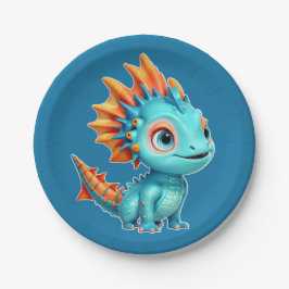 Prato De Papel Niedlicher Alien-Drache, türkis -