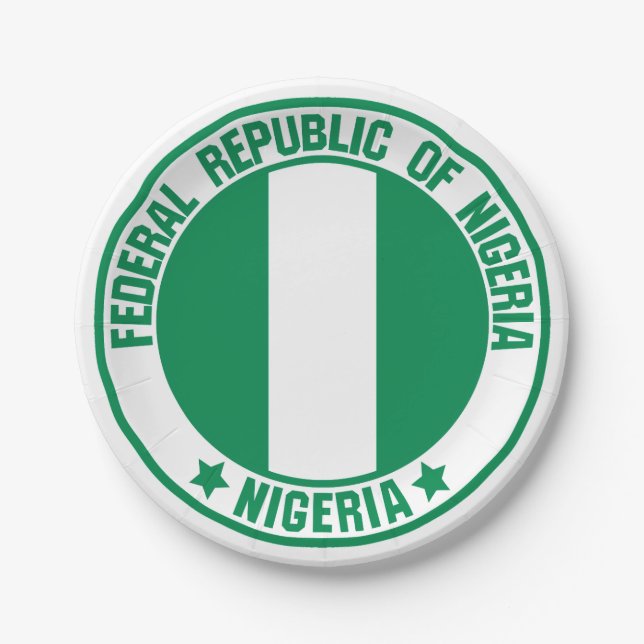 Prato De Papel Nigeria Round Emblem (Frente)