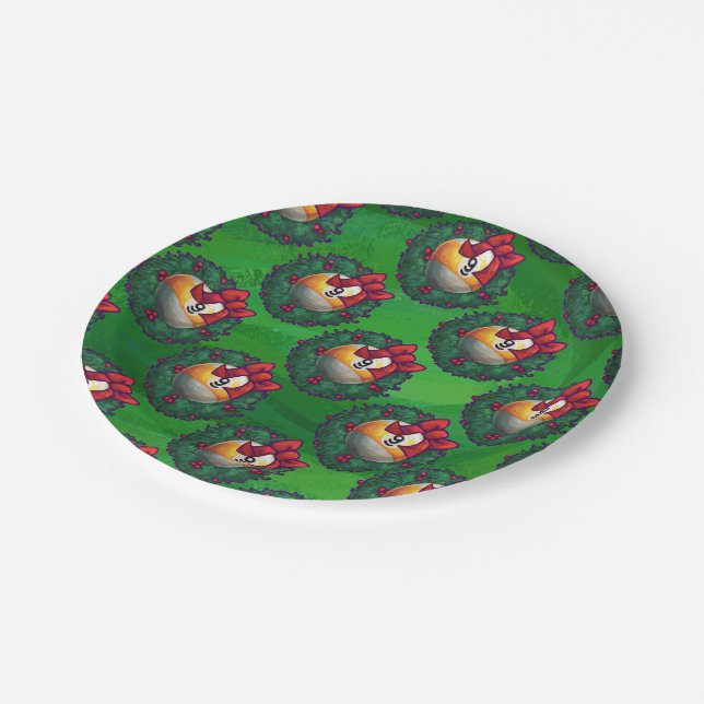 Prato De Papel Nine Ball in Wreath Pattern on Green (Inclinado)