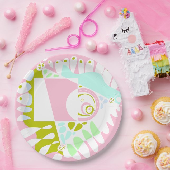 Prato De Papel Ninho de Pássaro - Branco rosa-Flamingo (Festa)