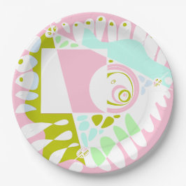 Prato De Papel Ninho de Pássaro - Branco rosa-Flamingo