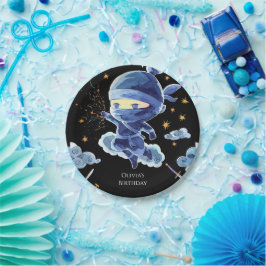 Prato De Papel Ninja Birthday, editável e bonito