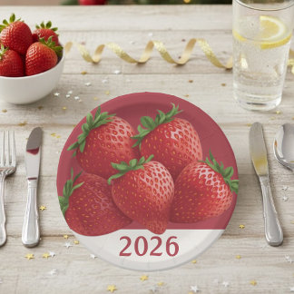 Prato De Papel Noite de Ano Novo Doce Morango