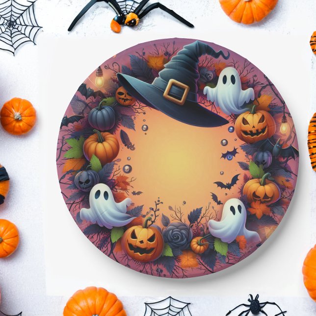 Prato De Papel Noite de Halloween Encantada (Criador carregado)