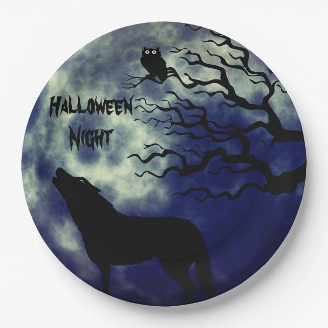 Prato De Papel Noite de Halloween Fullmoon 2 Placa de Papel (Frente)