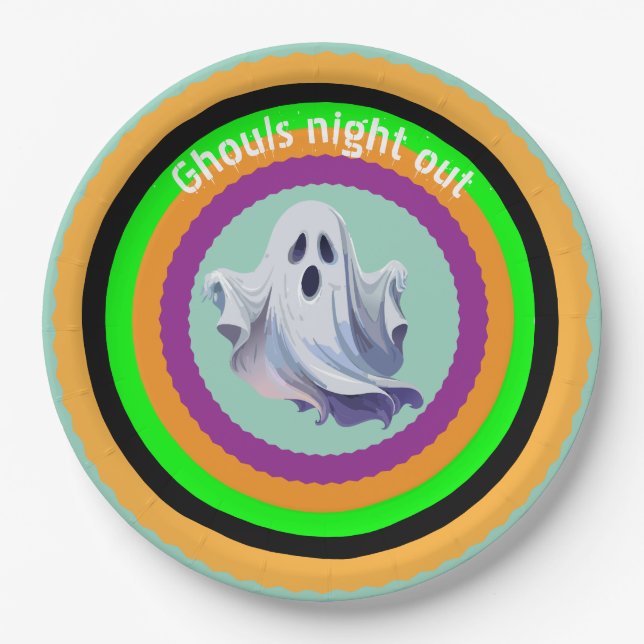 Prato De Papel Noite dos Fantasmas de Halloween  (Frente)