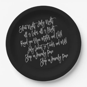 Prato De Papel Noite Silenciosa Natal Carol Lyrics White Black