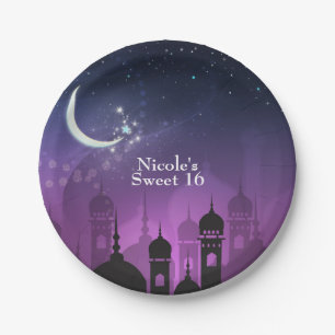 Prato De Papel Noites Árabes Luar Roxo Marroquino