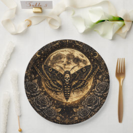 Prato De Papel Noiva Caveira de Mariposa Gótica – Elegância Sombr