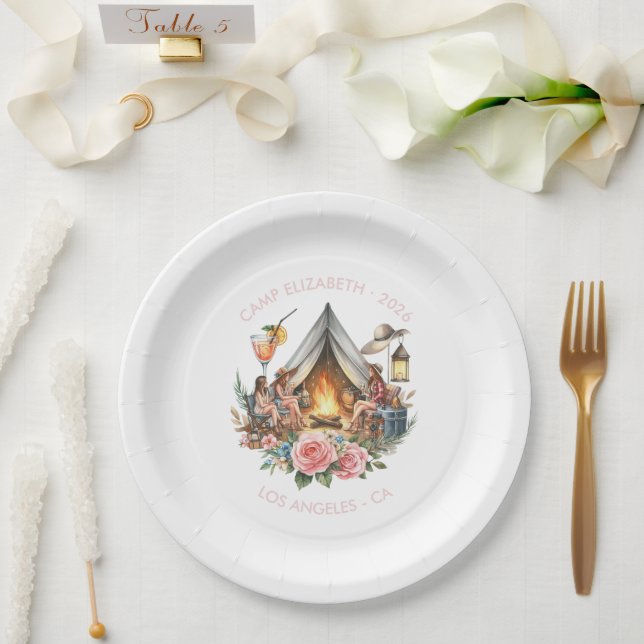 Prato De Papel Noiva de Acampamento Rústica Personalizada (Casamento)