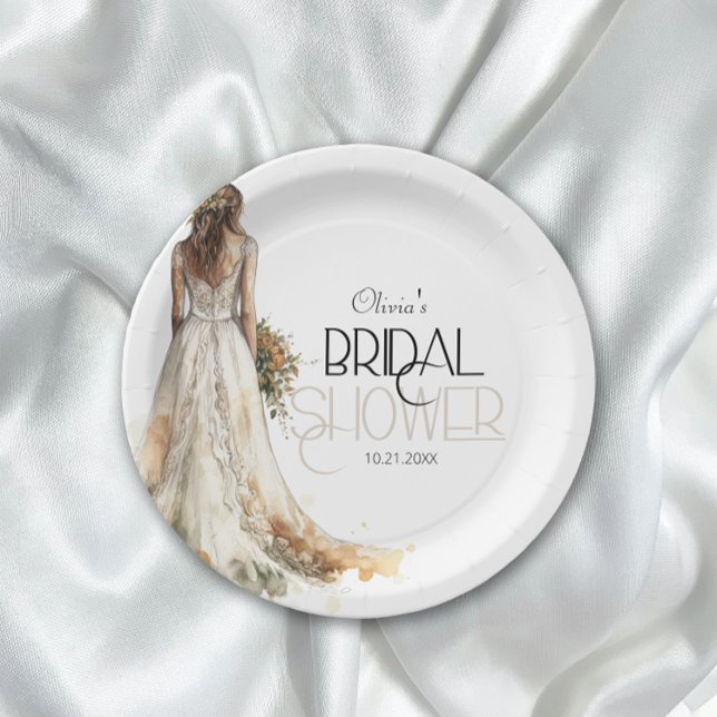 Prato De Papel Noiva Elegante moderna no Chá de panela de Casamen (Criador carregado)
