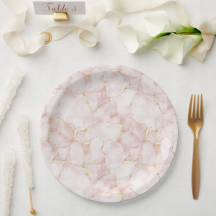 Prato De Papel Noiva Floral Pétalas de Rosa Rosa Bege Dourado Cas