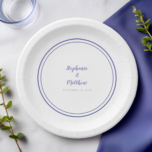 Prato De Papel Noiva Noivo Casamento Moderno Branco Vinca Simples