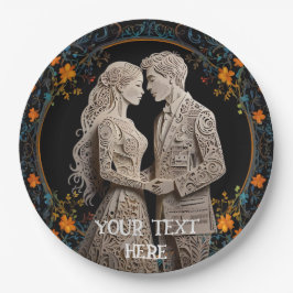 Prato De Papel Noiva & Noivo Casamento Personalizado