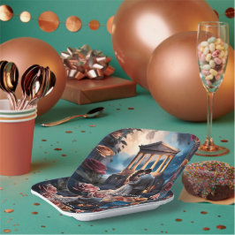 Prato De Papel Noiva & Noivo Lindos em Pé junto ao Mar