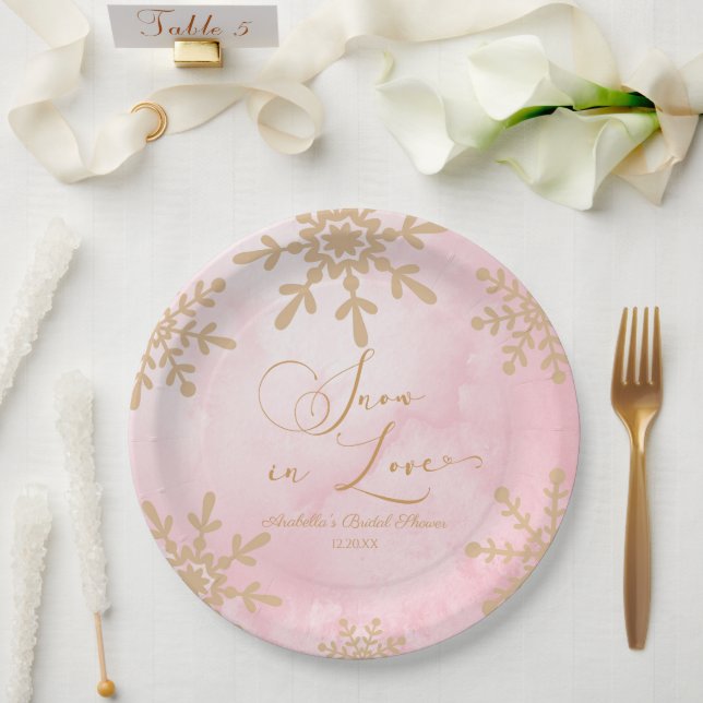 Prato De Papel Noivado de Inverno Encantado de Amor na Neve (Casamento)