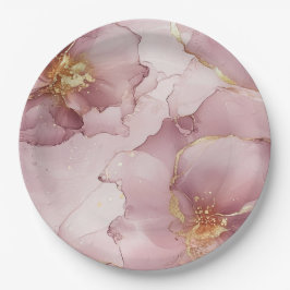 Prato De Papel Noivado Dourado Romântico Blush Rosa