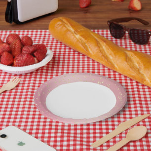 Prato De Papel Noivado Dourado Rosa