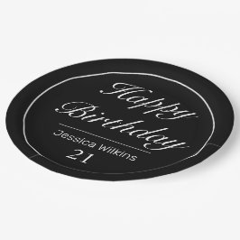 Prato De Papel Noivado Negro Mínimo Moderno