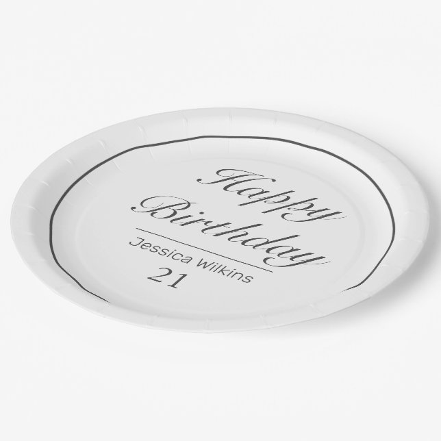 Prato De Papel Noivado Negro Mínimo Moderno (Inclinado)