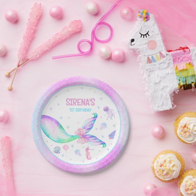 Prato De Papel Noivado Púrpura Rosa Mágico Sereia (Festa)