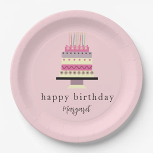 Prato De Papel Noivado Rosa Bonito Ilustrado À Mão, Girly Pink