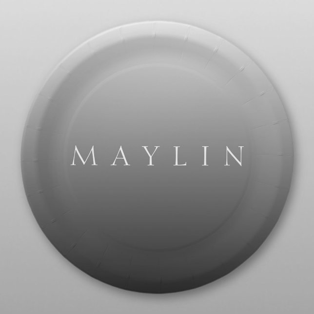 Prato De Papel Nome Clássico ou Palavra | Cinzas de gradiente (Criador carregado)