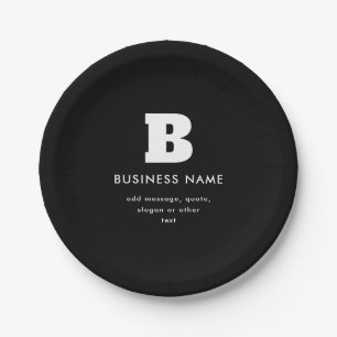 Prato De Papel Nome comercial e slogan editáveis Preto e Branco