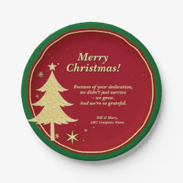 Prato De Papel Nome comercial Mensagem vermelha, Dourada árvore d